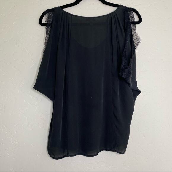 Joie Black 100% Silk Versailles Caviar Lace Trim Blouse Small - Picture 10 of 11